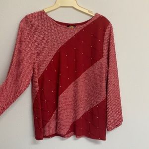 Anne Namba red long sleeve blouse